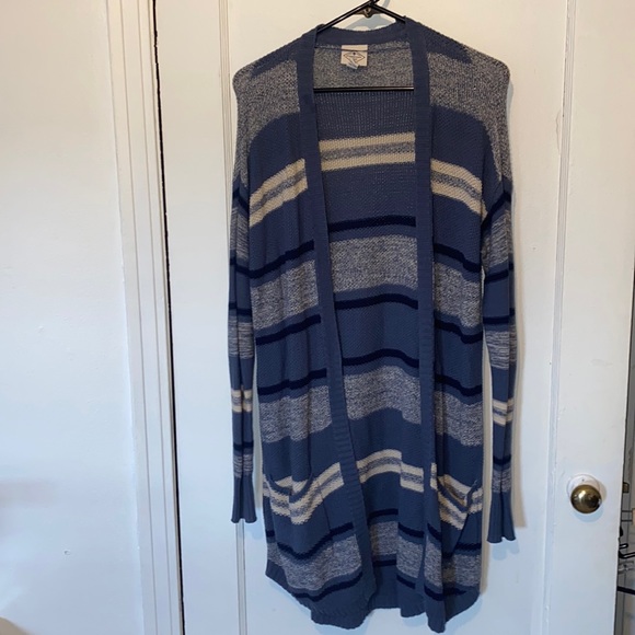 St. John's Bay Sweaters - St. John’s Bay striped knit duster cardigan sweater with pockets